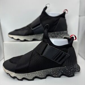 Sorel Black Slip-On Sneakers with Speckled Gray Sole and Red Heel Tab